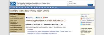 CDC Morbidity and Mortality Weekly Report web screen