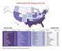 Tiny version of a map illustrating the disproportionate rate of HIV diagnosis in the US by region â South, West, Midwest, and Northeast. Each state is color coded to show risk from highest to lowest. 