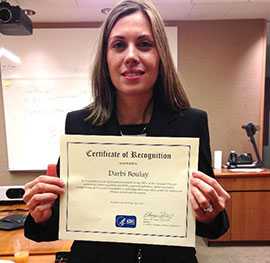 Photo: Darbi Boulay, laboratory scientist Microbial Pathogenesis and Immune Response Laboratory, won the Laboratory Safety Innovation Championship award