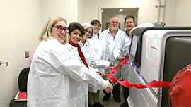 Photo: Alison Mawle (NCIRD/OD), Rana Hajjeh (DBD/OD), Cyndy Whitney (DBD/RDB), Nancy Messonnier (NCIRD/OD), Leonard Mayer (DBD/OD), and Jonas Winchell (DBD/RDB) at the PacBio ribbon cutting ceremony on February 2, 2015