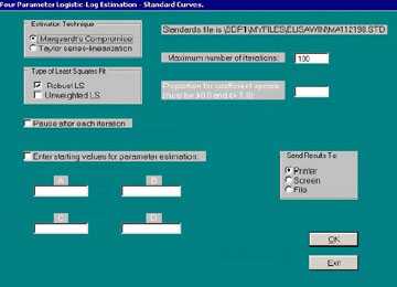 Figure 11. Dialog window for Module 4 - Parameter Estimation.