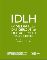 	Cover shot of Immediately Dangerous to Life or Health Value Profile publication for Iron Pentacarbonyl