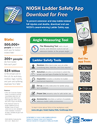 	cover of NIOSH doc 2017-129 NIOSH Ladder Safety App Infographic