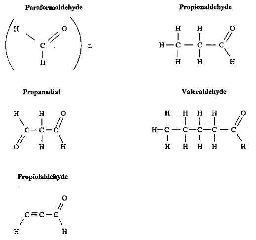 	Structures for Acetaldehyde, Molonaldehyde, and Nine Related Low-Molecular-Weight Aldehydes.