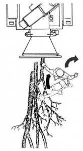 Figure 2. Safe feeding pathway: material fed from side, operator walks away immediately following feeding. 