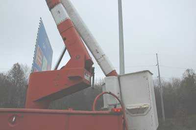 Aerial lift boom after incident.