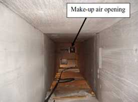 Figure 8. Chase A openings as seen from the basement, facing east.