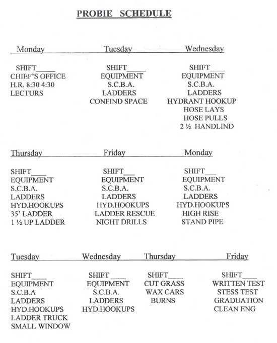 Probie Schedule