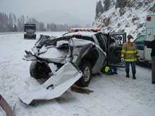 heavily damaged rear of pickup truck