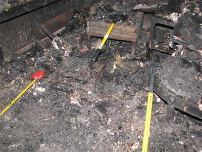 fire fighter tools marking location of Victim #1