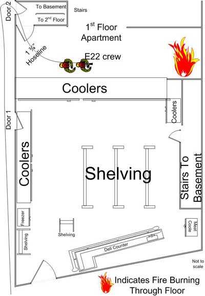 fire crew operating on 1st floor apartment