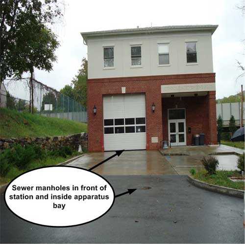 manholes in front of and inside apparatus bay