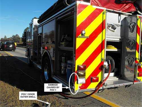 Damage on Fire Truck caused by POV1