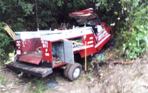 wrecked fire truck