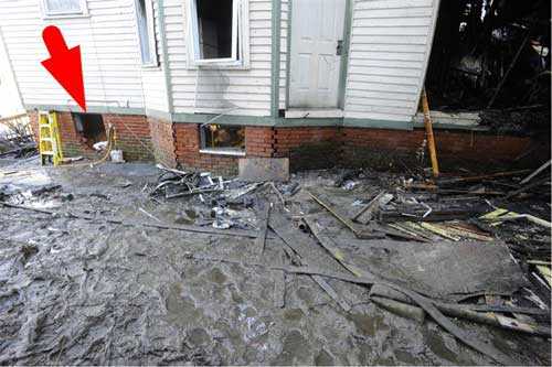 foundation wall breeched to access the cellar