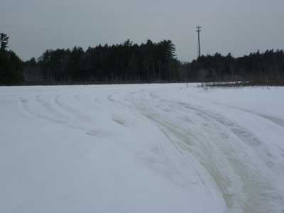 Looking at the termination point of the frozen river where the sled training occurred