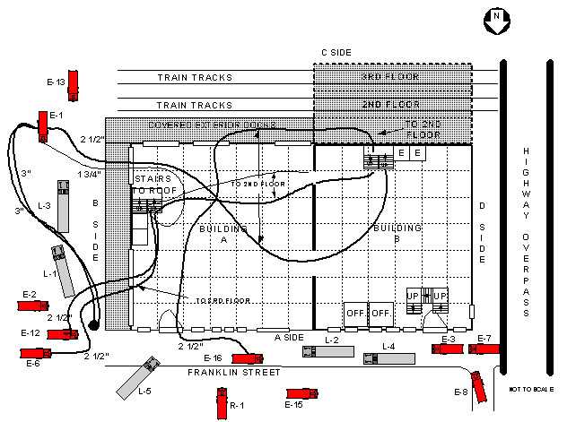 Cold Storage and Warehouse Building, Hoseline/Apparatus Layout, First Floor View