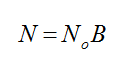 Equation 7 - The thermal noise power N is equal to the thermal noise N0 in one Hz of bandwidth times the channel bandwidth B in Hz.