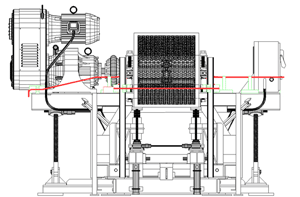 East side of flight conveyor. Note: The red line shows the location of the wire loop antenna