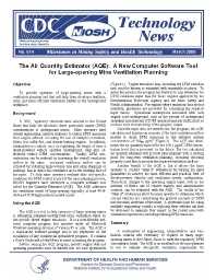 Image of publication Technology News 514 - The Air Quantity Estimator (AQE): A New Computer Software Tool for Large-opening Mine Ventilation Planning