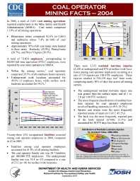 Image of publication Coal Operator Mining Facts - 2004