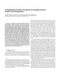 Image of publication A Handheld Electrostatic Precipitator for Sampling Airborne Particles and Nanoparticles