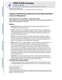 Cover image for Analysis of Fatalities during Maintenance and Repair Operations in the U.S. Mining Sector