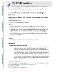 Cover page for A Study of Leakage Rates Through Mine Seals in Underground Coal Mines