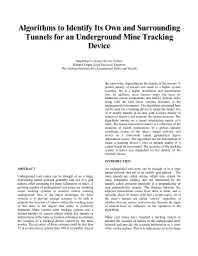 Image of publication Algorithms to Identify Its Own and Surrounding Tunnels for an Underground Tracking Device