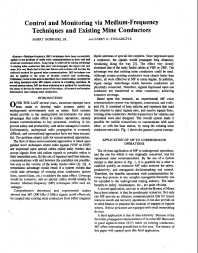 Image of publication Control and Monitoring Via Medium Frequency Techniques and Existing Mine Conductors