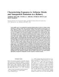 Image of publication Characterizing Exposures to Airborne Metals and Nanoparticle Emissions in a Refinery