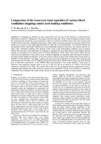 Image of publication Comparison of the Transverse Load Capacities of Various Block Ventilation Stoppings under Arch Loading Conditions