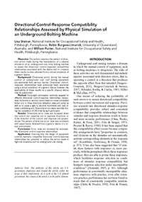 Cover image of Directional Control-Response Compatibility Relationships Assessed by Physical Simulation of an Underground Bolting Machine