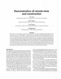 Image of publication Demonstration of Remote Mine Seal Construction