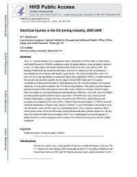 Cover page for Electrical Injuries in the US Mining Industry, 2000-2009