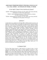 Image of publication Explosion Pressure Design Criteria for Seals in U.S. Coal Mine - An Update on Work at NIOSH