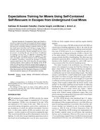 Image of publication Expectations Training for Miners using Self-Contained Self-Rescuers in Escape from Underground Coal Mines