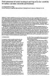 Image of publication Field Assessment of Control Techniques and Long-Term Dust Variability for Surface Coal Mine Rock Drills and Bulldozers