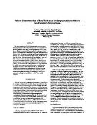 Image of publication Failure Characteristics of Roof Falls at an Underground Stone Mine in Southwestern Pennsylvania