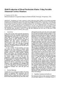 Image of publication Field Evaluation of Diesel Particulate Matter Using Portable Elemental Carbon Monitors