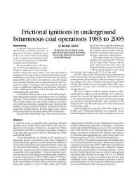 Image of publication Frictional Ignitions in Underground Bituminous Coal Operations 1983-2005