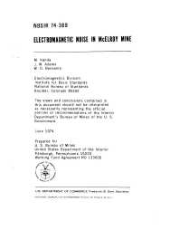 Image of publication Electromagnetic Noise in McElroy Mine