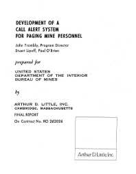 Image of publication Development of a Call Alert System for Paging Mine Personnel