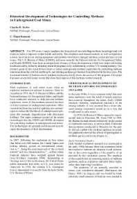 Image of publication Historical Development of Technologies for Controlling Methane in Underground Coal Mines