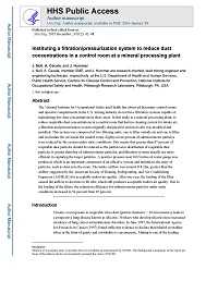 Cover page for Instituting a Filtration/Pressurization System to Reduce Dust Concentrations in a Control Room at a Mineral Processing Plant.