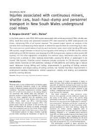 Image of publication Injuries Associated with Continuous Miners, Shuttle Cars, Load-haul-dump, and Personnel Transport in New South Wales Underground Coal Mines