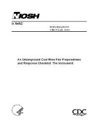 Image of publication An Underground Coal Mine Fire Preparedness and Response Checklist: The Instrument