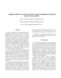 Image of publication Improvements in Conveyor Belt Fire Suppression Systems for U.S. Coal Mines