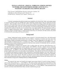 Image of publication Installation of a Digital, Wireless, Strong-Motion Network for Monitoring Seismic Activity in a Western Colorado Coal Mining Region