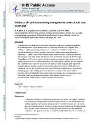 Cover image for Influence of Continuous Mining Arrangements on Respirable Dust Exposures